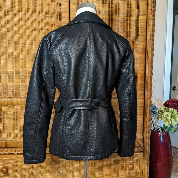 Guess Black Faux Leather jacket MEDIUM - Picture 3 of 4